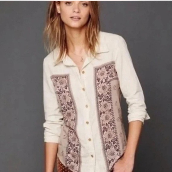 Free People Tops - FREE PEOPLE Bandana
Button-Down Shirt - Bohemian Hippie Western